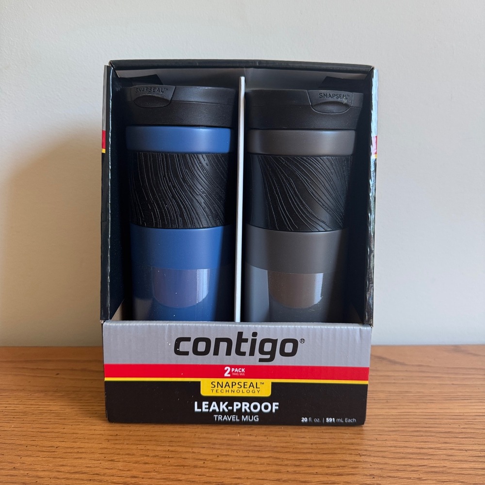 Contigo Snapseal Leak-Proof Travel Mug 2 Pack 20oz Blue Corn Sake Grey